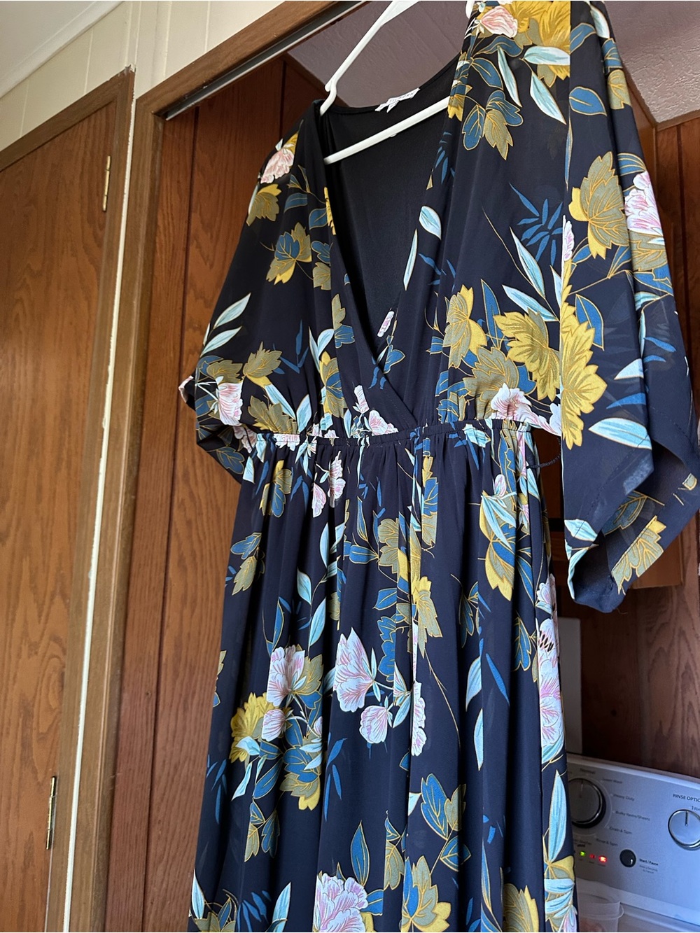 Baltic Born Black Floral Maxi Dress with Yellow & Blue Blossoms NEVER WORN